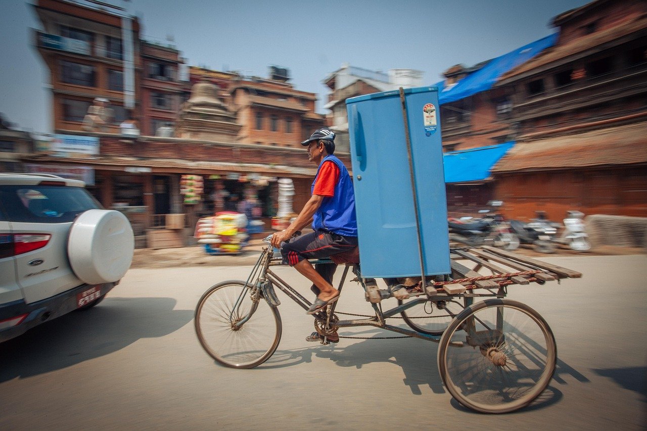 Cargo bike making an urban delivery