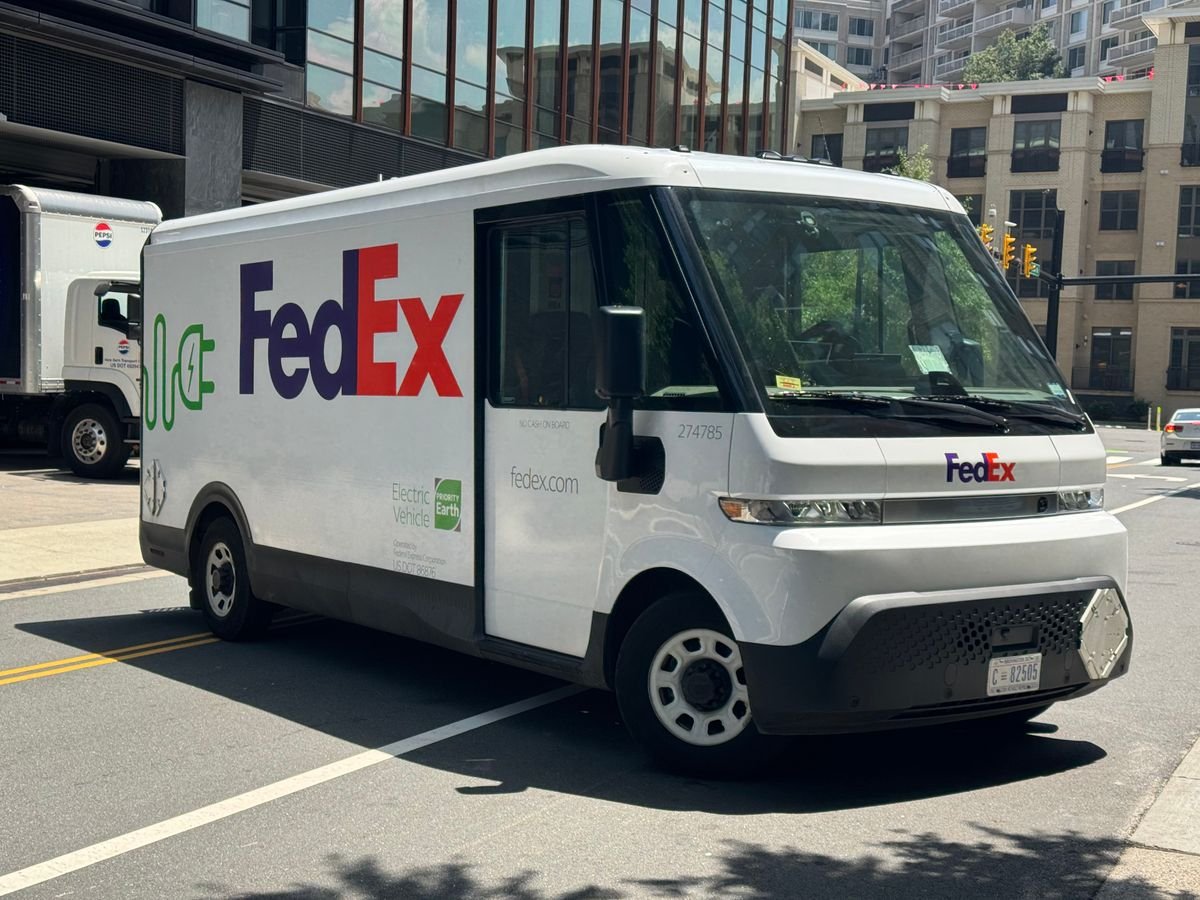 Delivery van in an urban street