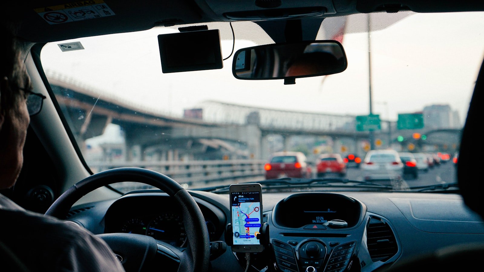 GPS navigation and route data screen
