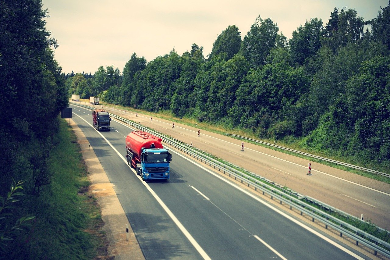 Freight truck on a highway representing dedicated export corridors