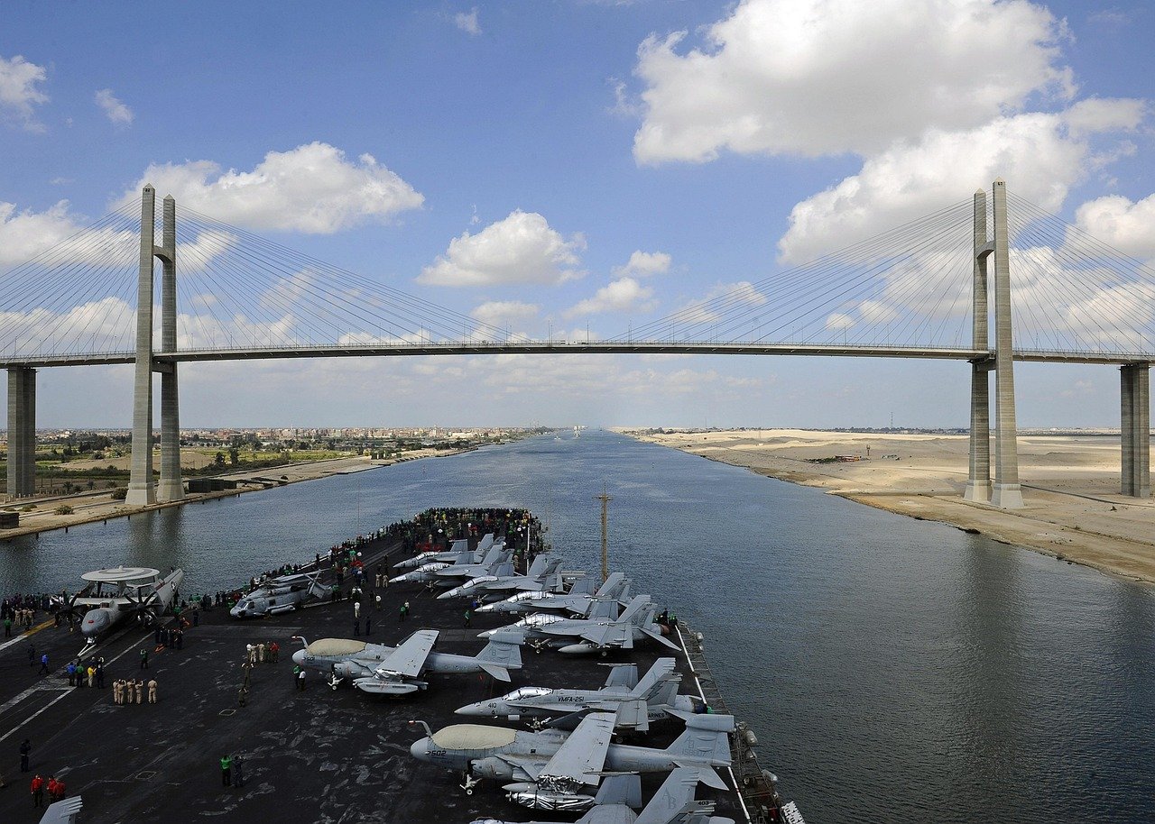 Container ship transiting the Suez Canal