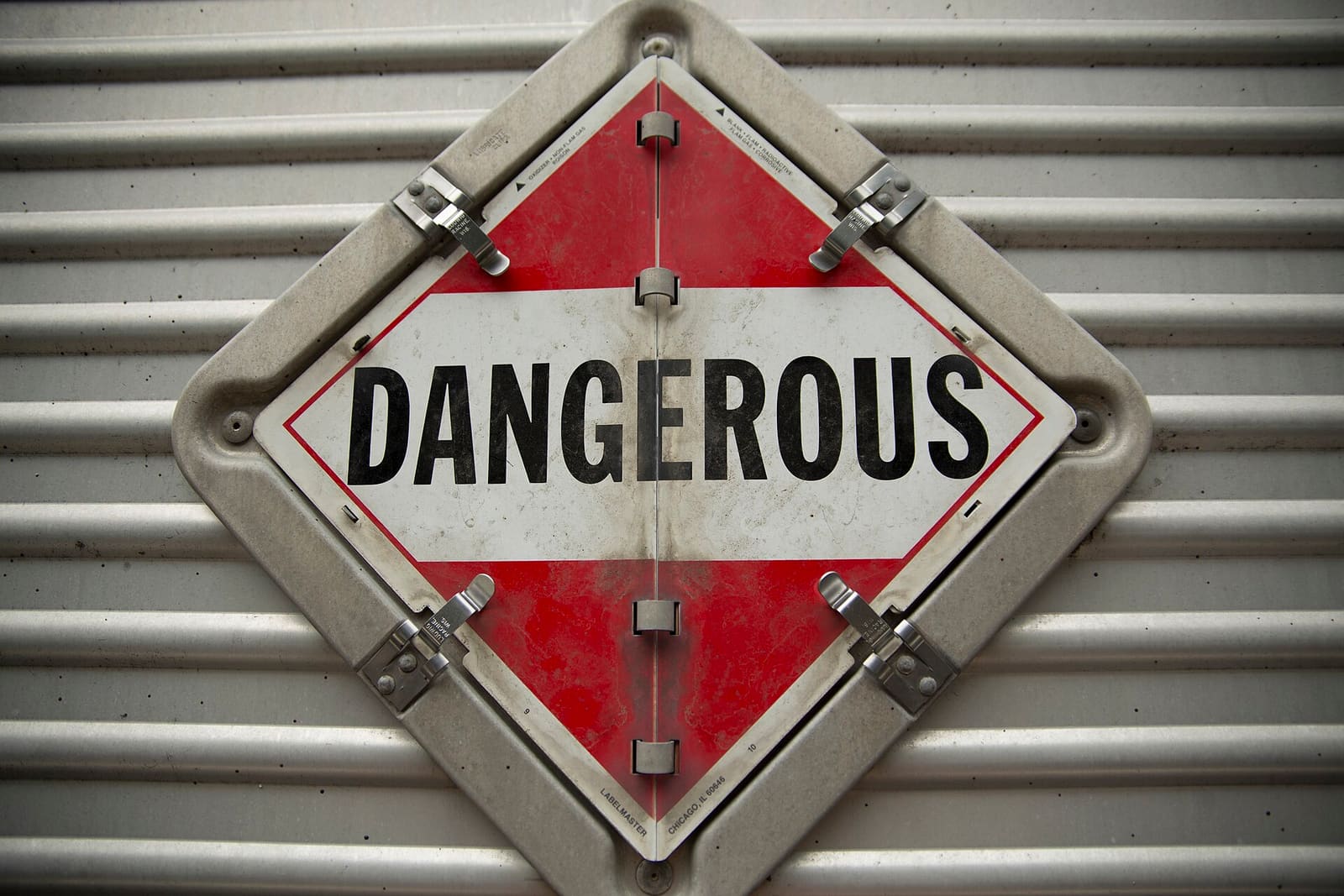 Dangerous goods placard on a freight trailer
