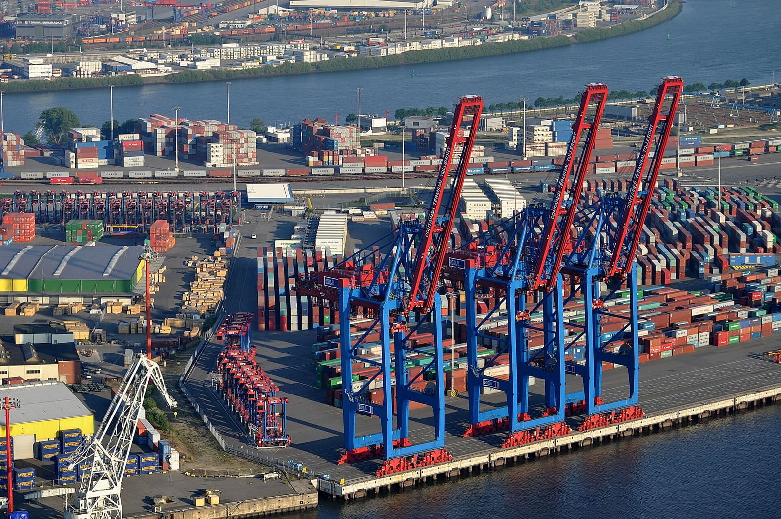 Container terminal cranes loading ocean freight